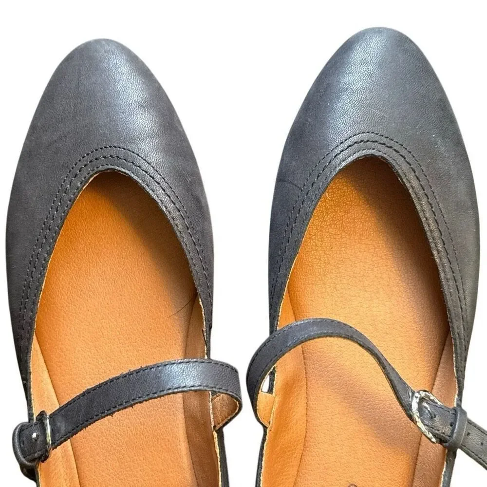 Lucky Brand Women's Black Leather Cyrena Mary Jane Flats Shoes Size 9